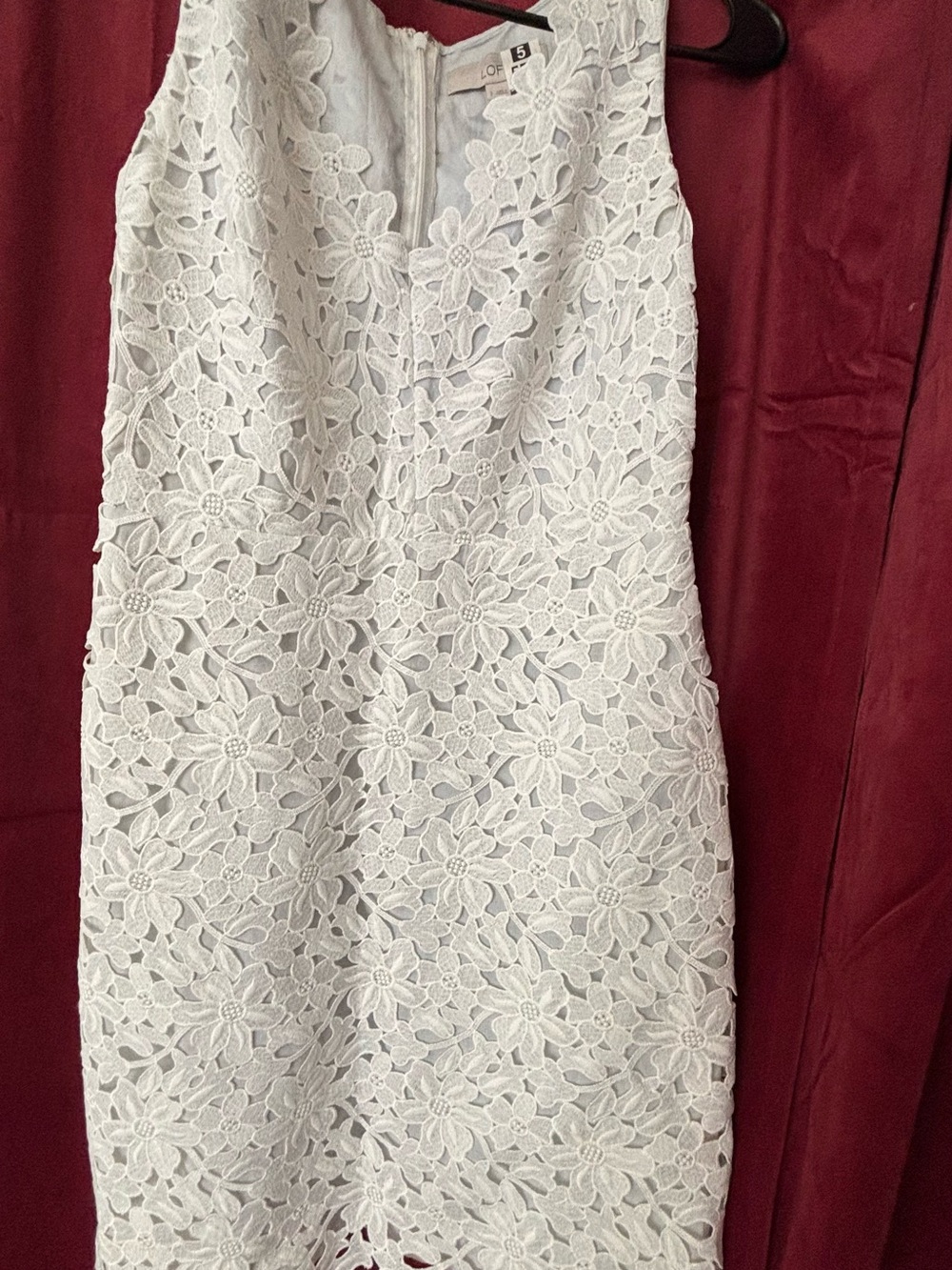 LOFT White Floral Lace Mini Sheath Dress